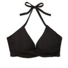 Women's Lightly Lined Ribbed Wrap Front Bikini Top - Shade & Shore Black