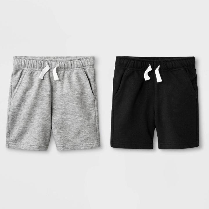 Toddler Boys' 2pk French Terry Play Pull-on Shorts - Cat & Jack Black/heather Gray