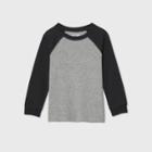Toddler Boys' Long Sleeve Crew Neck T-shirt - Cat & Jack Black 12m, Black/gray