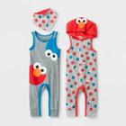 Baby Boys' Isaac Mizrahi X Sesame Street 2pk Elmo And Cookie Monster Rompers - 12m, Boy's,