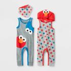 Baby Boys' Isaac Mizrahi X Sesame Street 2pk Elmo And Cookie Monster Rompers - 12m, Boy's,