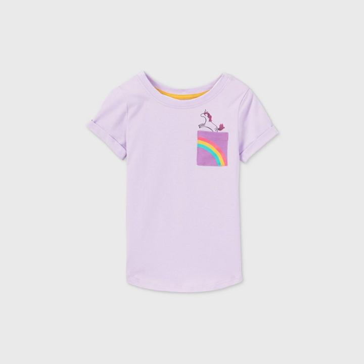 Toddler Girls' Pocket Short Sleeve T-shirt - Cat & Jack Purple