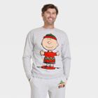 Men's Peanuts Charlie Family Holiday Graphic Sweatshirt - Light Gray Wash