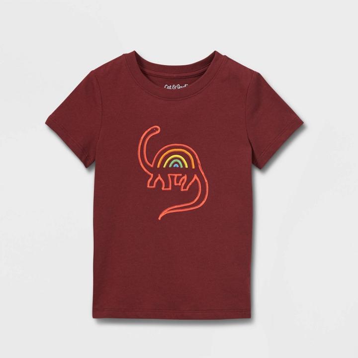 Toddler Boys' Rainbow Dino Short Sleeve Graphic T-shirt - Cat & Jack Red