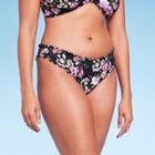 Women's Ruffle Cheeky Bikini Bottom - Shade & Shore Black Floral Print