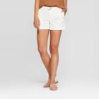 Women's Mid-rise Belted Shorts - A New Day Cream 12, Women's, Ivory