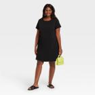 Women's Plus Size Short Sleeve T-shirt Dress - Ava & Viv Black X