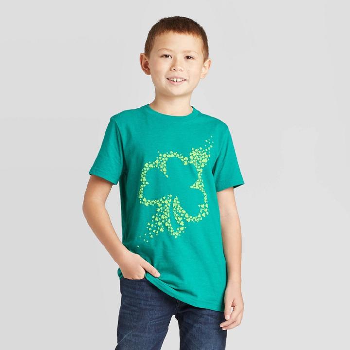 Petiteboys' St. Patrick's Day Short Sleeve Graphic T-shirt - Cat & Jack Dark Green L, Boy's,