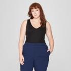 Women's Plus Size Sleeveless V-neck Tank Top - Prologue Black X