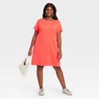 Women's Plus Size Short Sleeve T-shirt Dress - Ava & Viv Orange