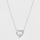 Target Sterling Silver Heart Station With 3.5mm Cubic Zirconia Necklace -