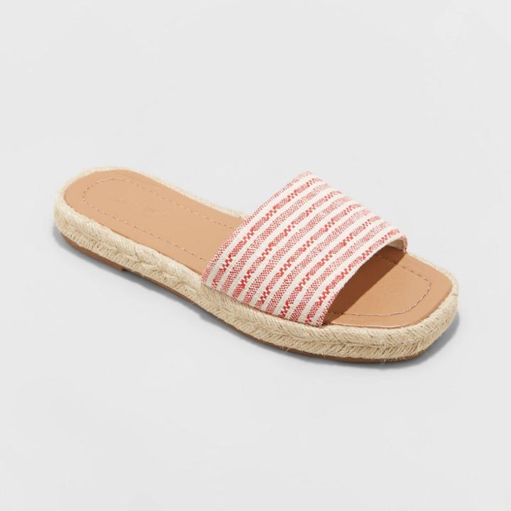 Women's Maren Wide Width Square Toe Espadrille Slide Sandals - Universal Thread Red