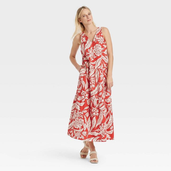 Women's Sleeveless Dress - Who What Wear Red Floral