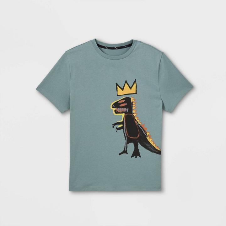 Boys' Jean-michel Basquiat Dino Graphic Short Sleeve T-shirt - Art Class Blue