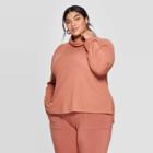 Women's Plus Size Long Sleeve Mock Turtleneck Pullover Sweater - Ava & Viv Brown X, Women's
