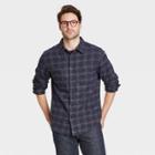 Men's Plaid Standard Fit Novelty Flannel Long Sleeve Collared Button-down Shirt - Goodfellow & Co Navy