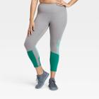 Women's Sculpted High-rise Colorblock 7/8 Leggings 24 - All In Motion Charcoal Gray/turquoise Xs, Women's, Grey Gray/turquoise