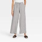 Women's Mid-rise Relaxed Fit Striped Pants - A New Day Black/white