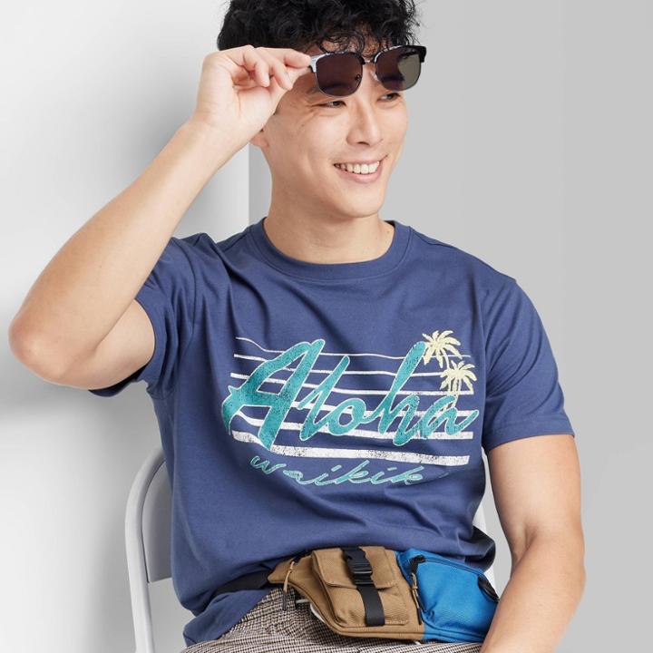 Men's Short Sleeve Sleeve T-shirt - Original Use Blue