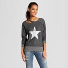 Women's Star Clavicle Cut-out Pullover Graphic Sweatshirt - Grayson Threads (juniors') Charcoal