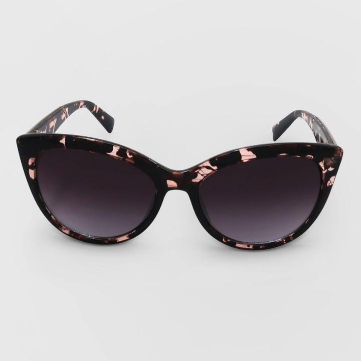 Women's Animal Print Cateye Plastic Sunglasses - A New Day Pink, Women's,