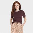 Women's Short Sleeve Casual T-shirt - A New Day Dark Brown