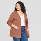 Women's Plus Size Long Sleeve Open Layering Cardigan - Universal Thread Brown X