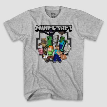 Boys' Minecraft Short Sleeve Graphic T-shirt - Heather Gray
