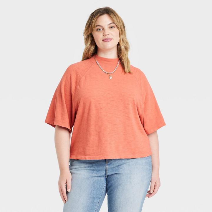 Women's Plus Size Elbow Sleeve Mock Turtleneck T-shirt - Universal Thread