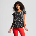 Women's Short Sleeve Babydoll Pullover Blouse - Who What Wear Black