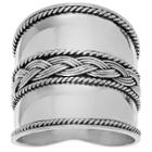Women's Journee Collection Braided Design Wide-cut Statement Ring In Sterling Silver -