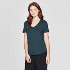 Women's Short Sleeve U-neck T-shirt - A New Day Green