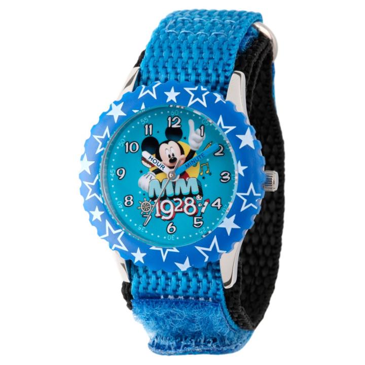 Boys' Disney Mickey Mouse Stainless Steel Time Teacher Watch - Blue, Boy's