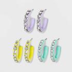 Pave Stone Multicolored Sprayed Trio Hoop Earrings- Wild Fable