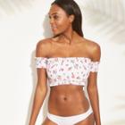 Women's Smocked Underwire Off The Shoulder Bikini Top - Xhilaration White Floral D/dd Cup