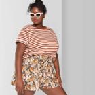 Target Women's Plus Size Striped Short Sleeve Crewneck Boxy T-shirt - Wild Fable Bronze Wave/almond Cream