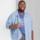 Men's Big & Tall Striped Shirt Jacket - Original Use Blue