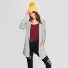 Women's Long Sleeve Shaker Rib Hooded Cardigan - Almost Famous (juniors')