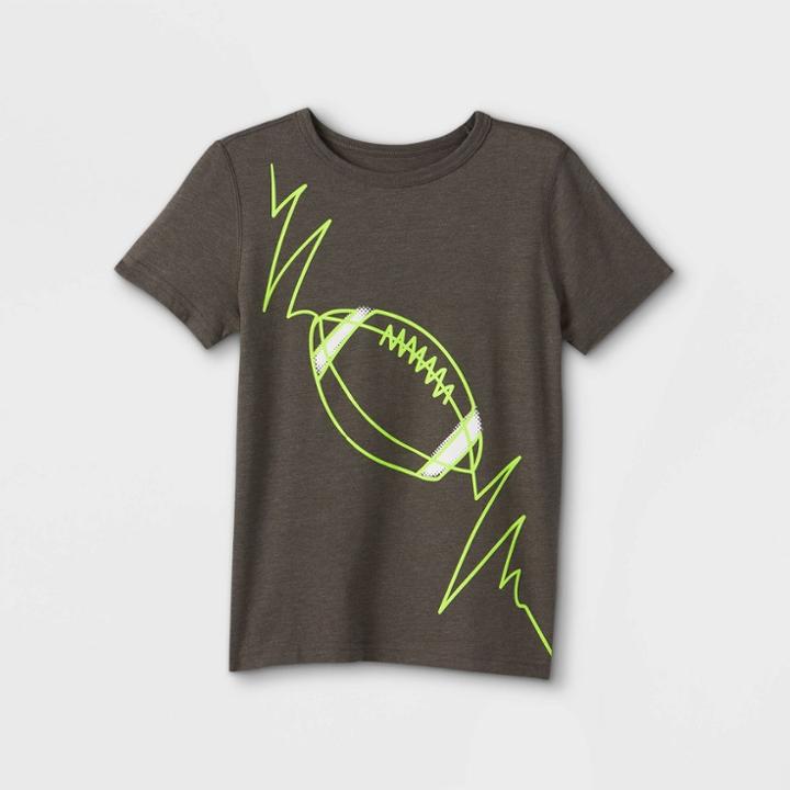 Boys' Adaptive Football Short Sleeve Graphic T-shirt - Cat & Jack Charcoal Gray