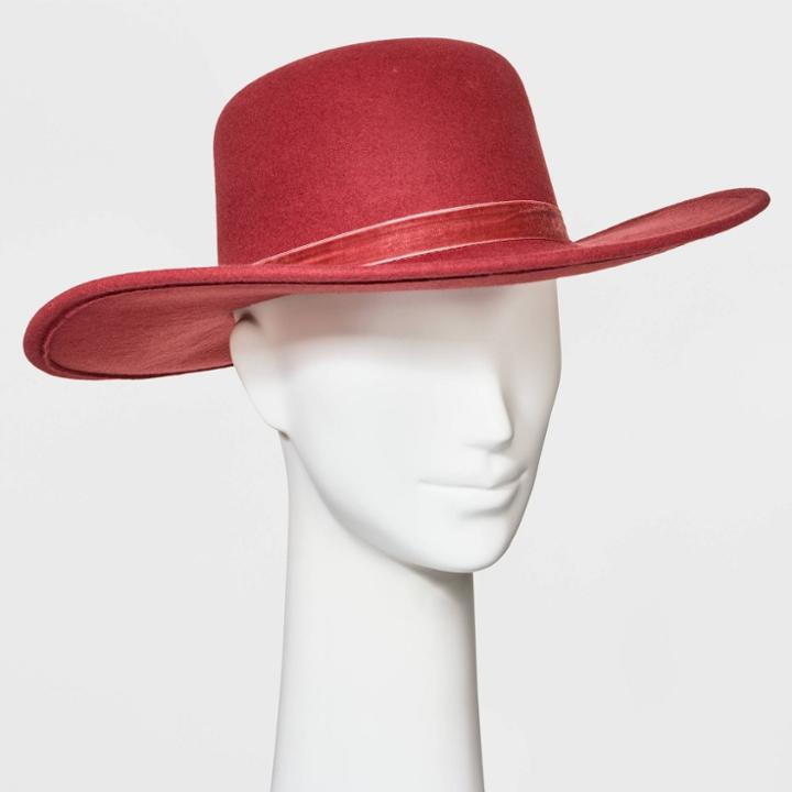 Women's Wide Brim Felt Hat - A New Day Berry, Pink