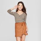 Women's Striped Long Sleeve Sweetheart Top - Soul Cake (juniors') Black/pink/mocha
