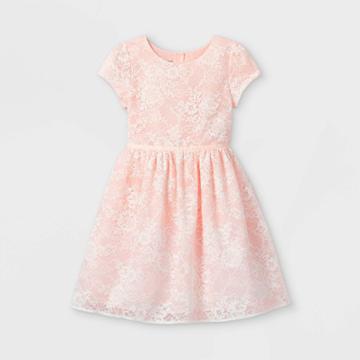 Mia & Mimi Girls' Lace Dress - Blush Pink