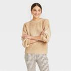 Women's Spacedye Crewneck Pullover Sweater - A New Day Camel