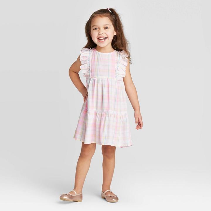 Oshkosh B'gosh Toddler Girls' Plaid Ruffle Dress - Pink 12m, Toddler Girl's