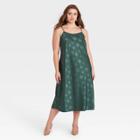 Women's Plus Size Jacquard Slip Dress - A New Day Green