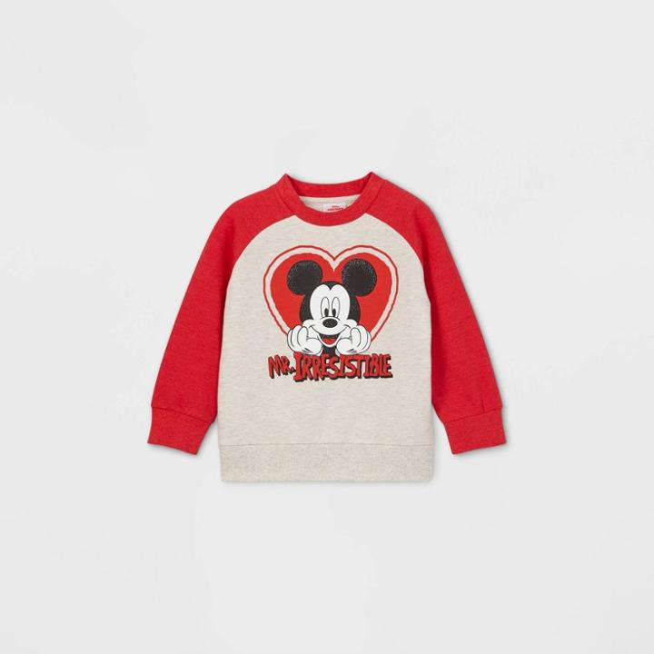 Disney Toddler Boys' Mickey Mouse 'mr.irresistable' Valentine's Day Fleece Pullover - Red