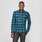 Target Men's Plaid Standard Fit Flannel Long Sleeve Button-down Shirt - Goodfellow & Co Emerald Green