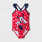 Toddler Girls' Minnie Mouse One Piece Swimsuit - Red
