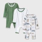 Baby Boys' Little Cub Pajama Jumpsuit - Cloud Island Olive Preemie, Blue/green