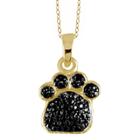 Distributed By Target Women's Sterling Silver Accent Round-cut Black Diamond Pave Set Paw Print Pendant - Yellow